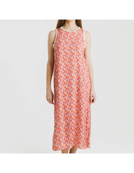 Vestito lungo canotta raso Aries arancione - rosa Vestito lungo canotta raso Aries arancione - rosa