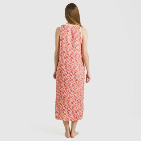 Vestito lungo canotta raso Aries arancione - rosa