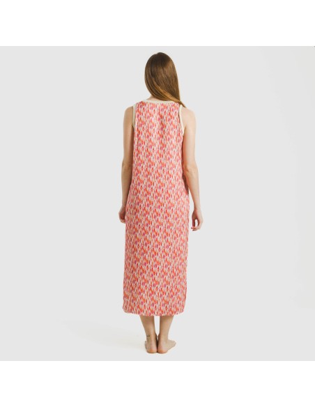 Vestito lungo canotta raso Aries arancione - rosa Vestito lungo canotta raso Aries arancione - rosa