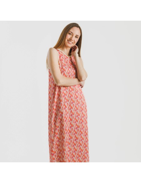 Vestito lungo canotta raso Aries arancione - rosa Vestito lungo canotta raso Aries arancione - rosa