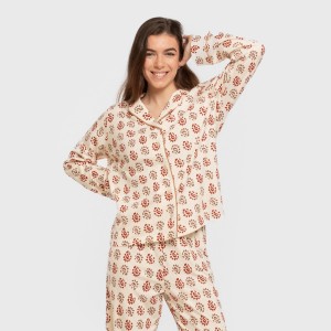 Pigiama lungo giacca cotone donna Brianda rame