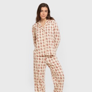 Pigiama lungo giacca cotone donna Brianda rame 2