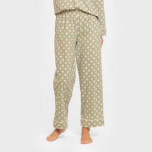 Pigiama lungo giacca cotone donna Erati verde militare 2