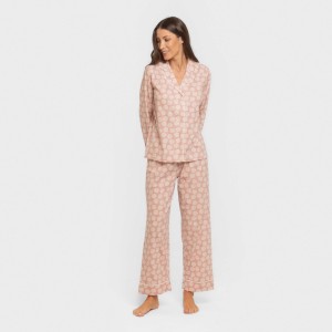 Pigiama lungo giacca cotone donna Medusa rosa 2