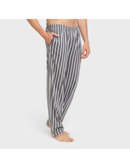 Pigiama lungo giacca cotone uomo Raya Marsella indaco