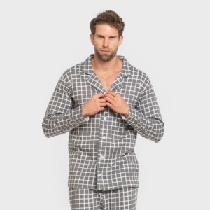 Pigiama lungo giacca cotone uomo Cuadro Roberto grigio