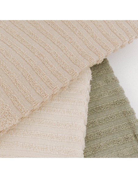 Set di 3 strofinacci da cucina in cotone tinta unita bianco antico/grigio topo/verde salvia