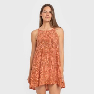 Vestito corto con spalline crêpe Silda rame