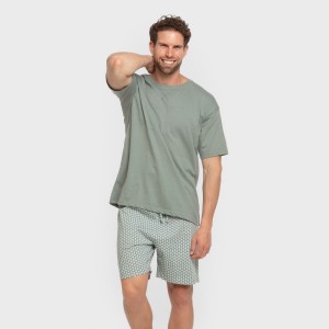 Pigiama corto cotone uomo Sassy turchese