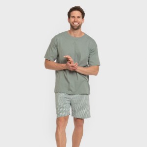 Pigiama corto cotone uomo Sassy turchese 2
