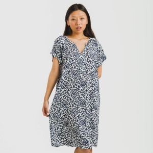 Vestito corto manica ampia viscosa bambula Aladero blu