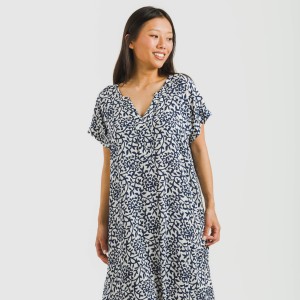 Vestito corto manica ampia viscosa bambula Aladero blu 2