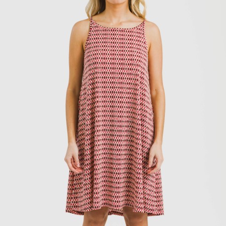 Vestito corto con spalline crêpe Jannat bordeaux