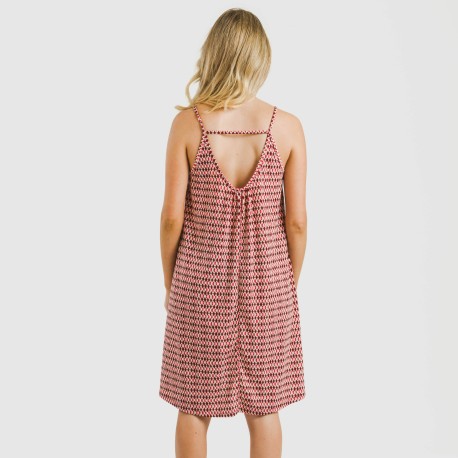 Vestito corto con spalline crêpe Jannat bordeaux