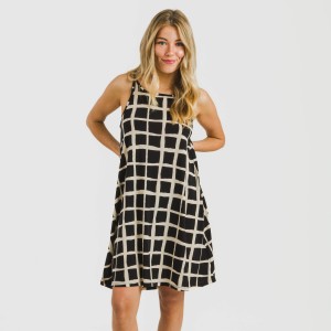 Vestito corto con spalline crêpe Naroa beige - nero 2