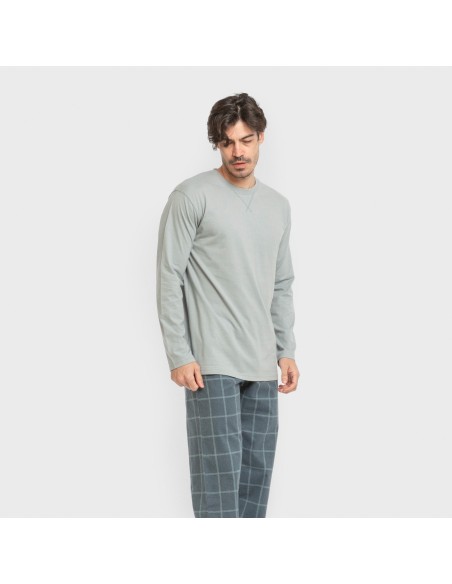 Pigiama uomo flanella Cuadro Andino verde azzurro chiaro