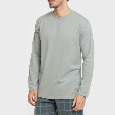 Pigiama uomo flanella Cuadro Andino verde azzurro chiaro