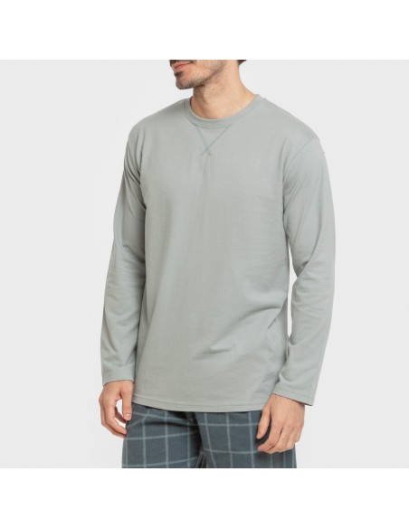 Pigiama uomo flanella Cuadro Andino verde azzurro chiaro