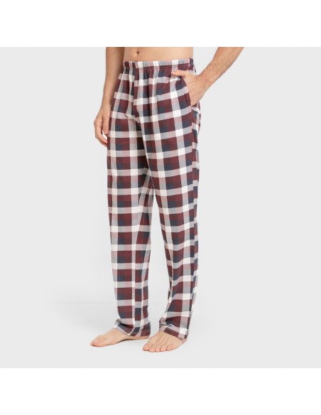 Pigiama lungo uomo cotone Cuadro Ferni bordeaux