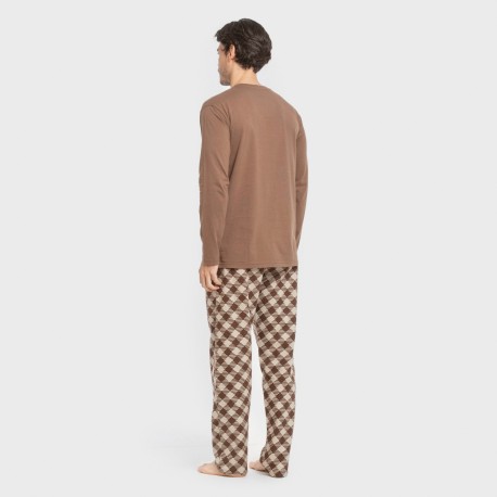 Pigiama uomo flanella Cuadro Bogota marrone