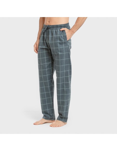 Pigiama uomo flanella Cuadro Andino verde azzurro chiaro