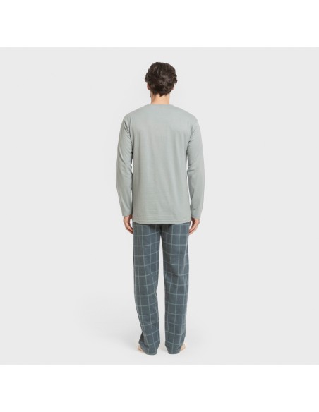 Pigiama uomo flanella Cuadro Andino verde azzurro chiaro