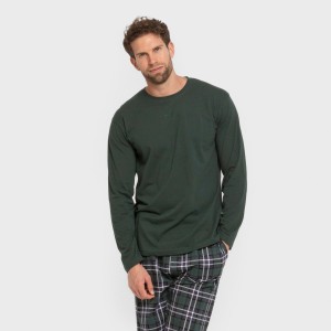 Pigiama lungo uomo cotone Cuadro Guelo verde