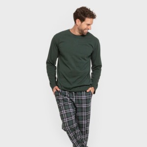 Pigiama lungo uomo cotone Cuadro Guelo verde 2