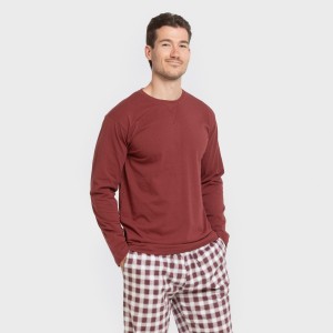 Pigiama lungo uomo cotone Cuadro Gustavo bordeaux