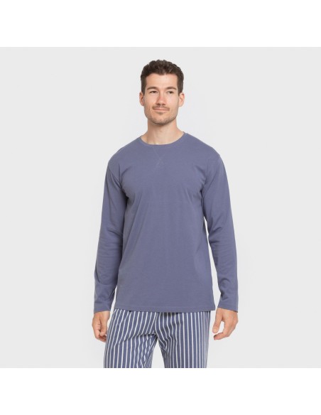 Pigiama lungo uomo cotone Raya Fernando blu