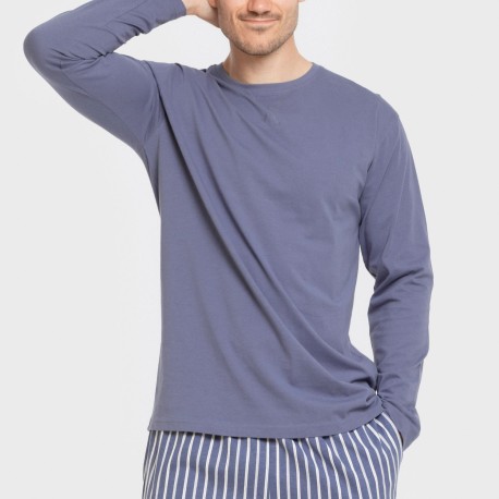Pigiama lungo uomo cotone Raya Fernando blu