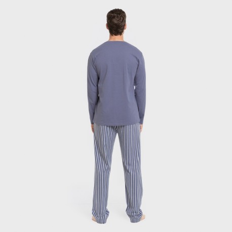 Pigiama lungo uomo cotone Raya Fernando blu