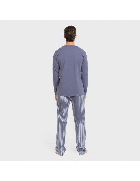 Pigiama lungo uomo cotone Raya Fernando blu