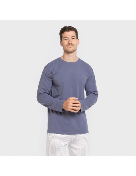 Pigiama lungo uomo cotone Raya Fandi blu