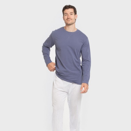 Pigiama lungo uomo cotone Raya Fandi blu