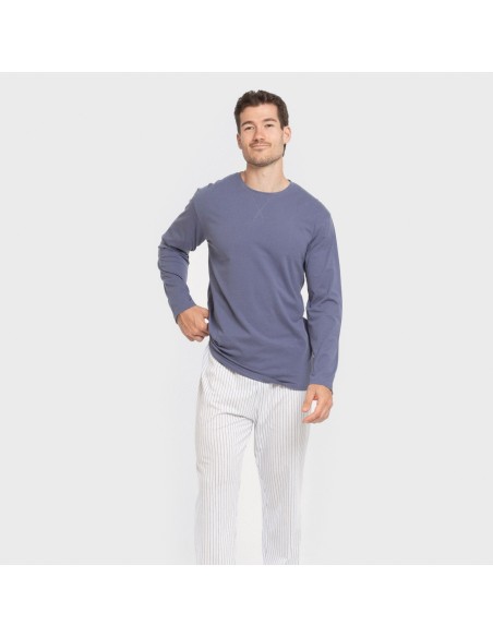 Pigiama lungo uomo cotone Raya Fandi blu