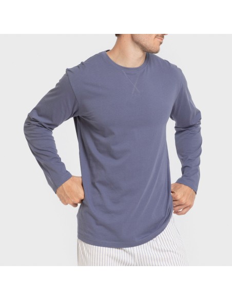 Pigiama lungo uomo cotone Raya Fandi blu