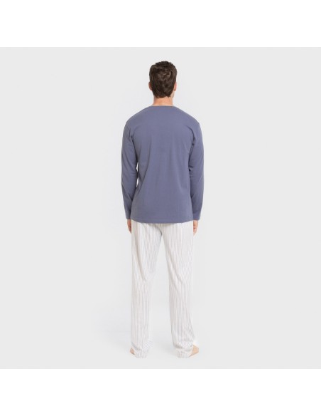 Pigiama lungo uomo cotone Raya Fandi blu