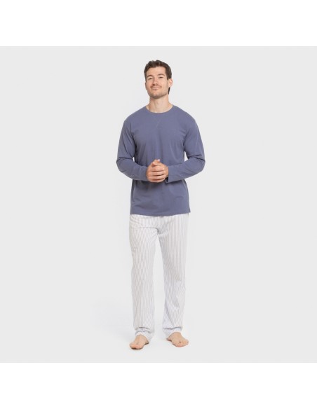 Pigiama lungo uomo cotone Raya Fandi blu