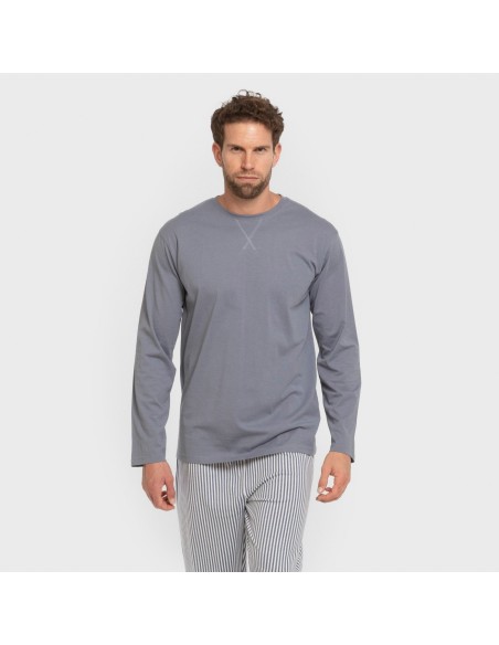 Pigiama lungo uomo cotone Raya Santi indaco