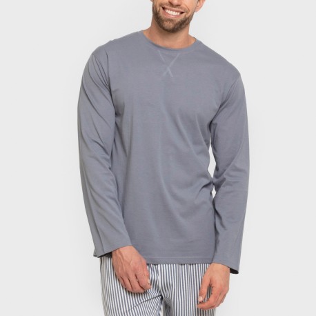Pigiama lungo uomo cotone Raya Santi indaco