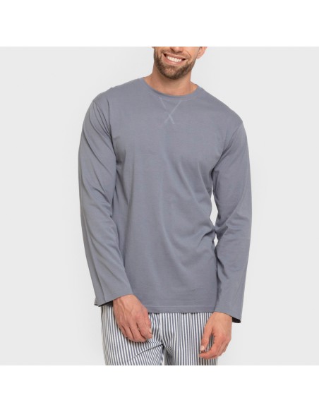 Pigiama lungo uomo cotone Raya Santi indaco