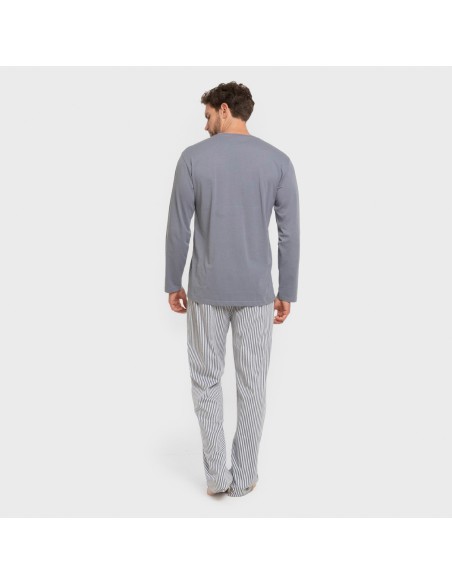 Pigiama lungo uomo cotone Raya Santi indaco