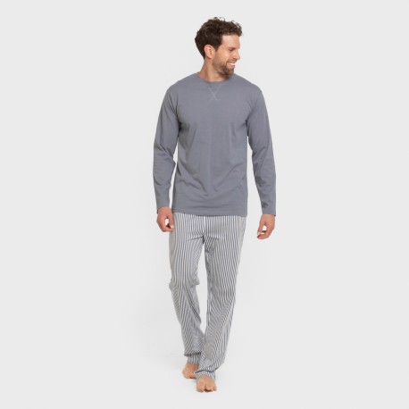 Pigiama lungo uomo cotone Raya Santi indaco