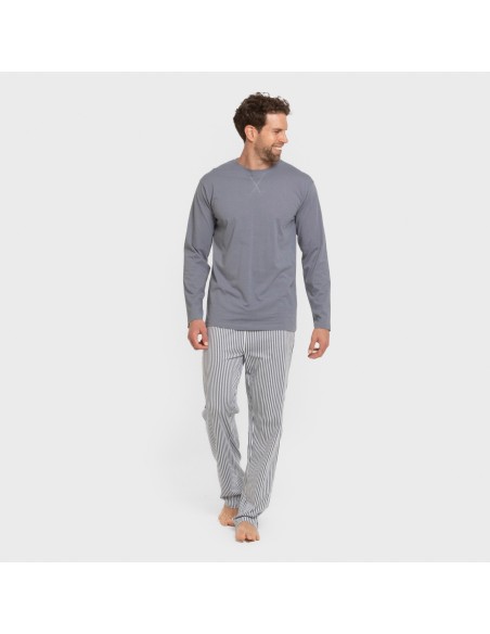 Pigiama lungo uomo cotone Raya Santi indaco