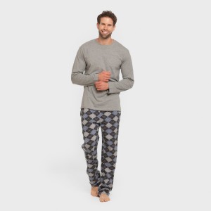 Pigiama lungo uomo cotone Olmo grigio misto 2