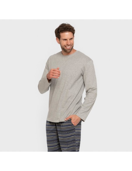 Pigiama lungo uomo cotone Evelio grigio