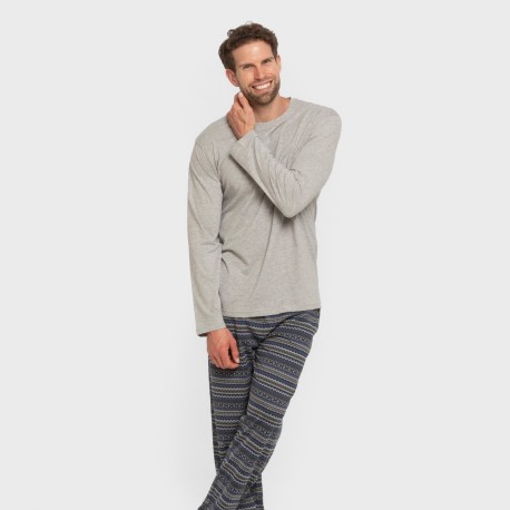 Pigiama lungo uomo cotone Evelio grigio