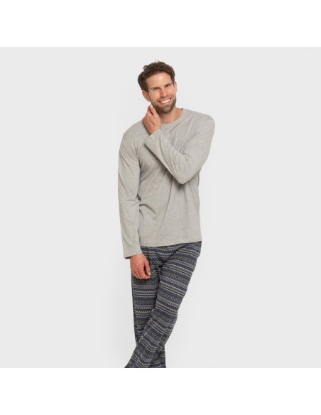 Pigiama lungo uomo cotone Evelio grigio