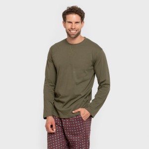 Pigiama lungo uomo cotone Gladiolo verde militare